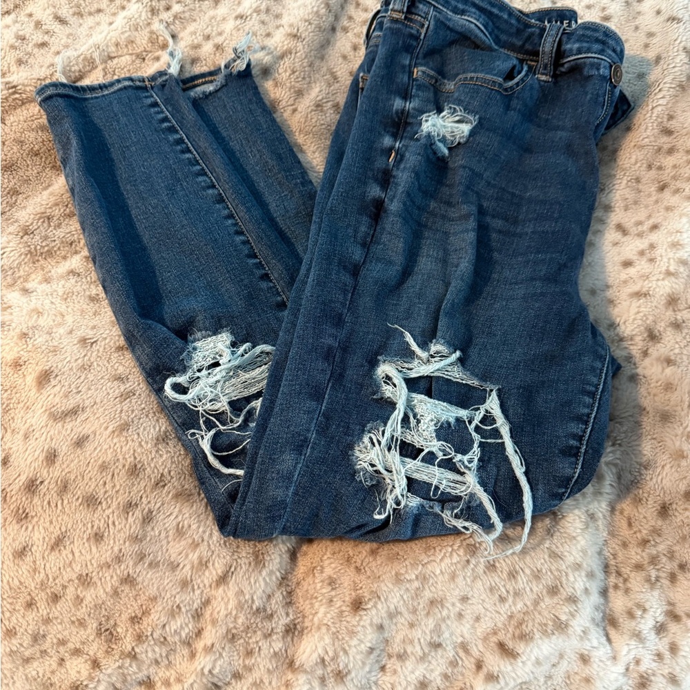 American Eagle Outfitters Ripped Blue Boyfriend Jeans
